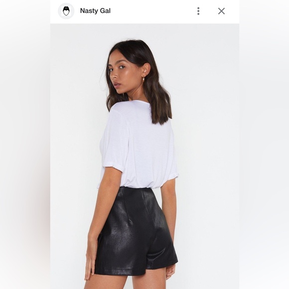 Nasty Gal Button It Faux Leather Shorts - Picture 2 of 5